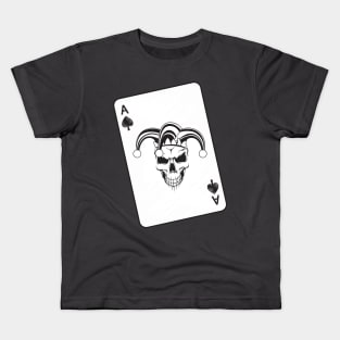 Evil Jester Ace of Spades Skull Playing Card Kids T-Shirt